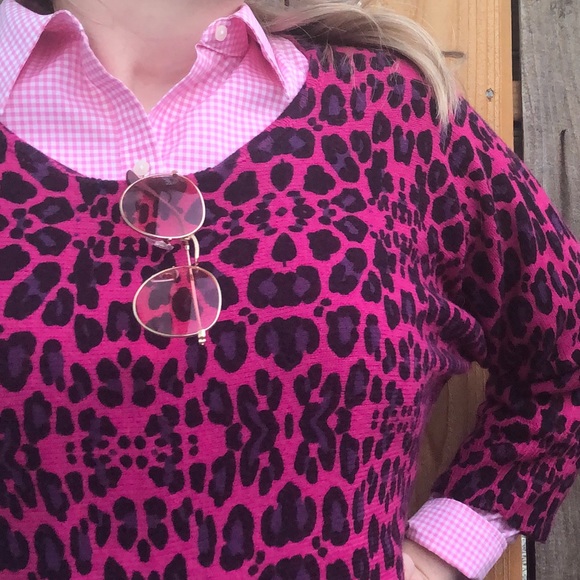 Design History Pink&Purple Animal Print Sweater XL - Picture 2 of 10